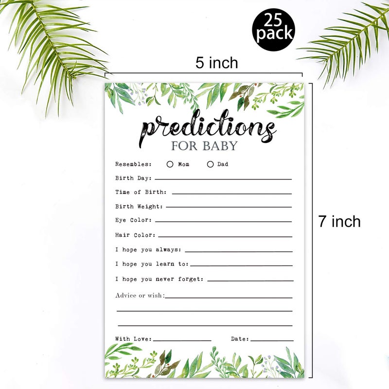 Giftideaworkshop 25 Greenery Advice and Prediction Cards for Baby Shower Game, New Mom and Dad Card or Mommy and Daddy To Be for Girl or Boy Babies, New Parent , Fun Gender Neutral Shower Party Favors. - Image 2